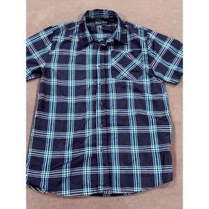 Bold Blue Shirt Mens Large Multicolor Plaid Cotton Casual Streetwear Button Up